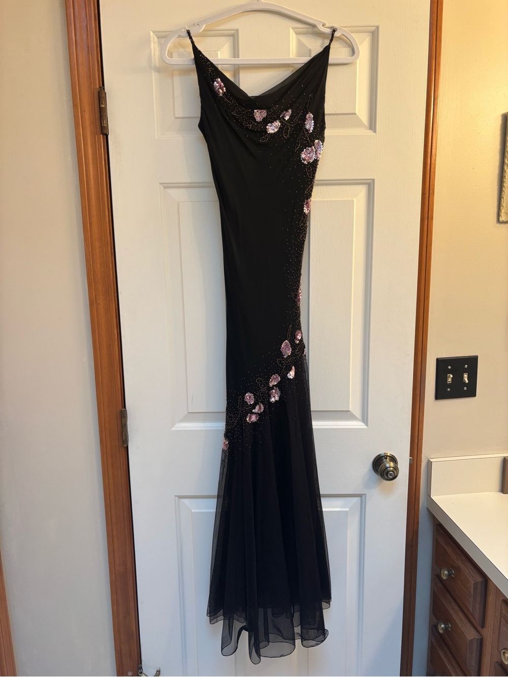 Xscape Silk Beaded Maxi Dress
